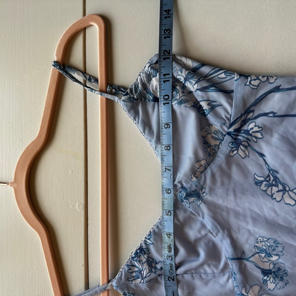 Tiger Mist Coquette Blue Floral Mesh Maxi Dress Adjustable Straps Size XS - Picture 9 of 9